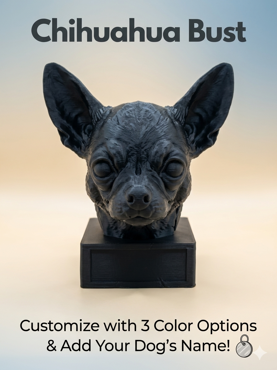 Dog Bust Statue - 3 choice of colors - add your dogs name