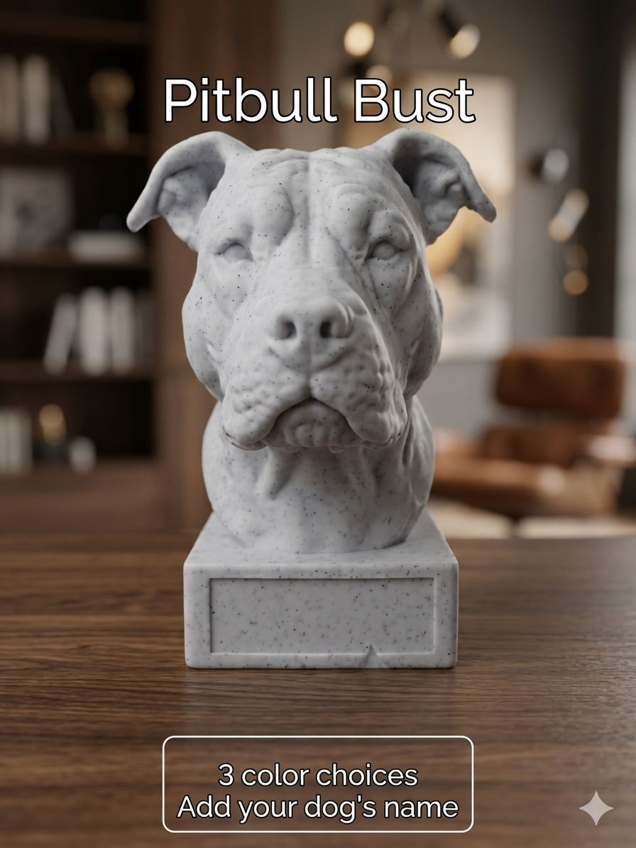 Dog Bust Statue - 3 choice of colors - add your dogs name