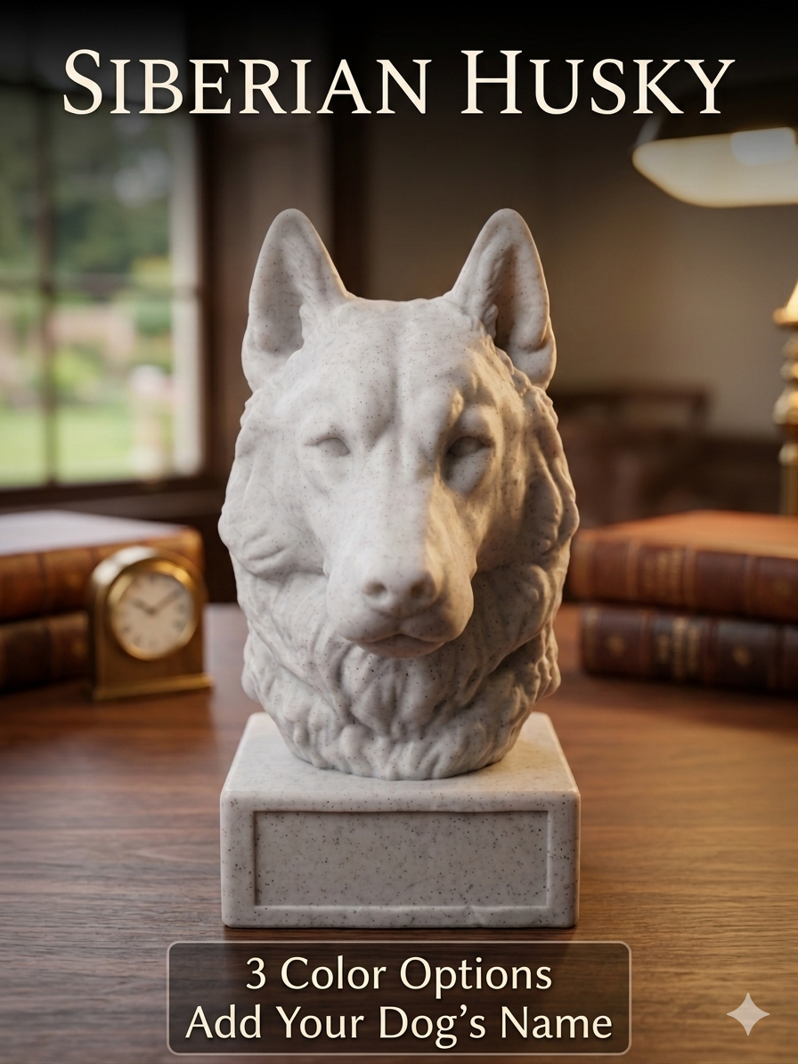 Dog Bust Statue - 3 choice of colors - add your dogs name